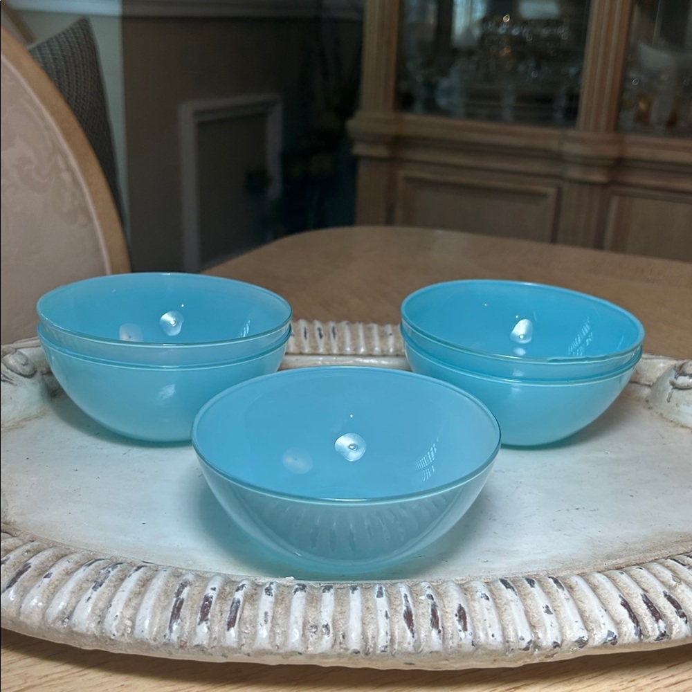 Blue Glass Cereal/Desert Bowls (5) - Picture 5 of 5